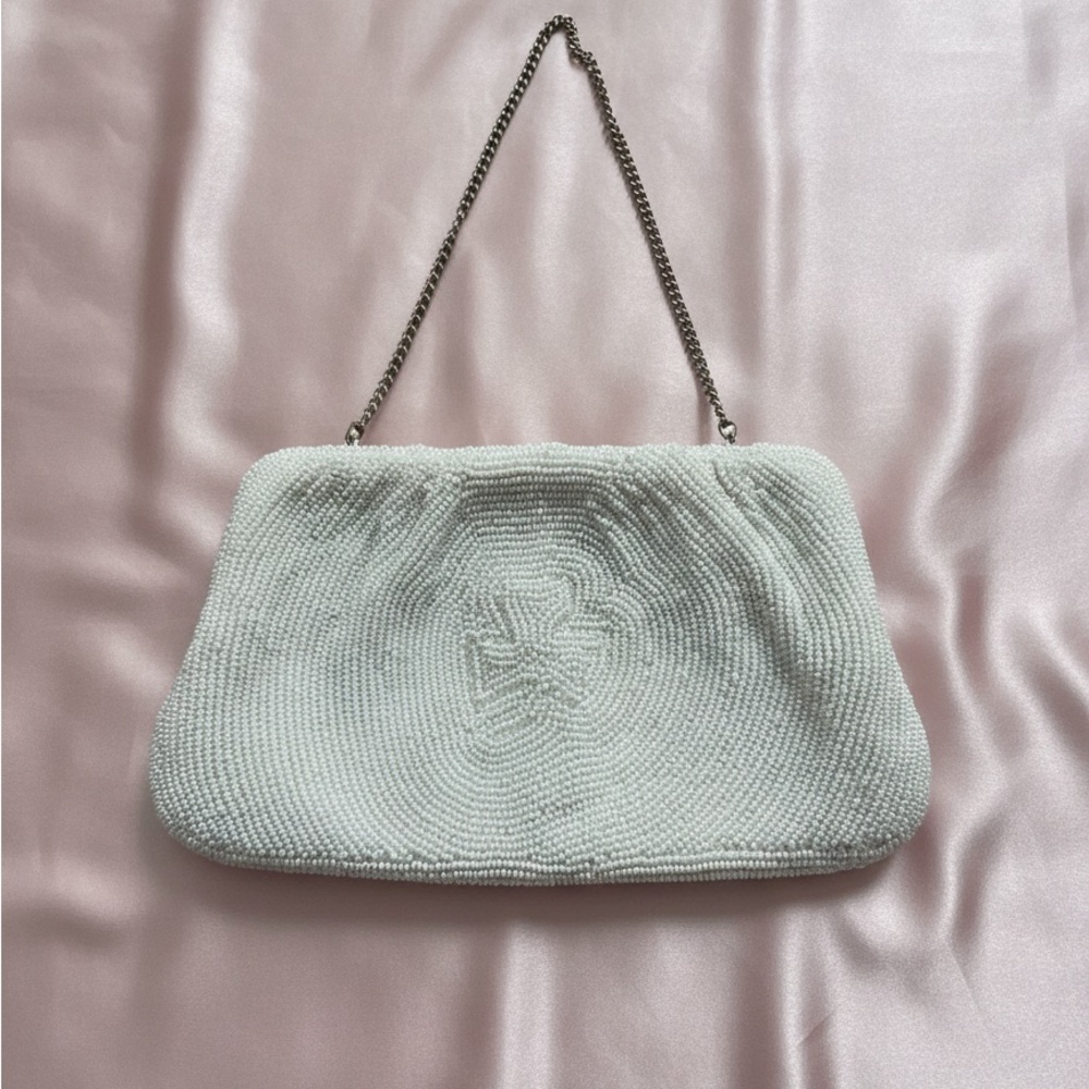 VINTAGE MAGID small beaded bag with an inset clover/shamrock